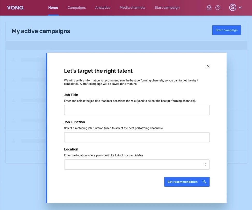 Illustration of the simplified Target Audience Builder in Job Marketing Platform.